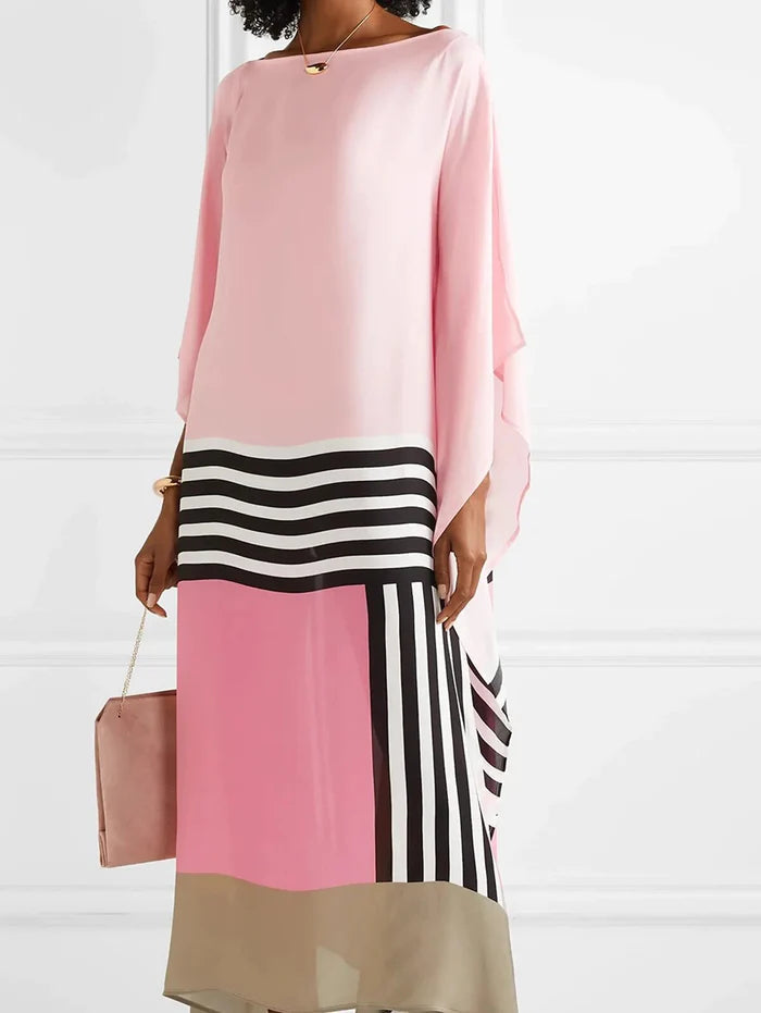 Rosa Kaftan mit Bonbonstreifen
