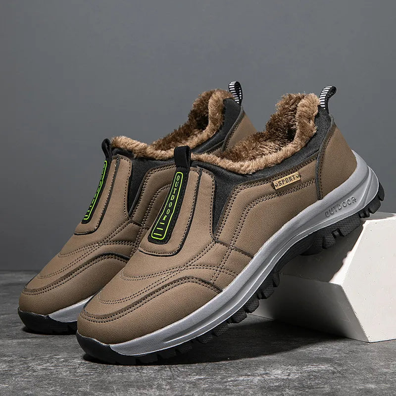 Men's Orthopedic Slip-On Winter Walking Shoes - Fleece-Lined, Waterproof & Anti-Slip Rubber Sole