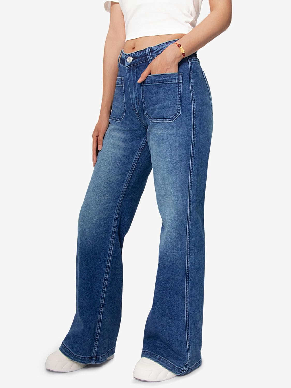 HDLTE Women Wide Leg Jeans High Waist Baggy Jeans Loose Boyfriend Jeans Denim Pants Y2K