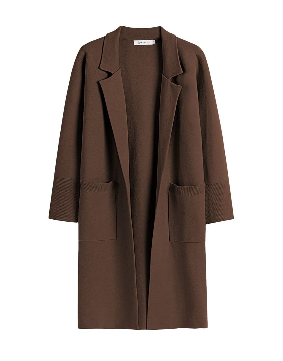 ANRABESS Cardigan for Women Oversized Open Front Sweater Coat Long Sleeve Lapel Blazer Jacket Fall Outwear Coatigan