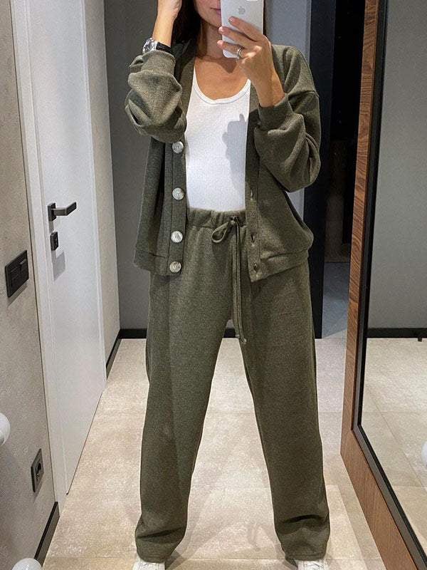 Women's Buttoned Jacket and Pants Two-piece Set (Buy 2 Free Shipping)